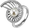Кольцо серебряное с жемчугом и кристаллами Swarovski «Nautilus» Misaki (арт.QCURNAUTILUSWH)
