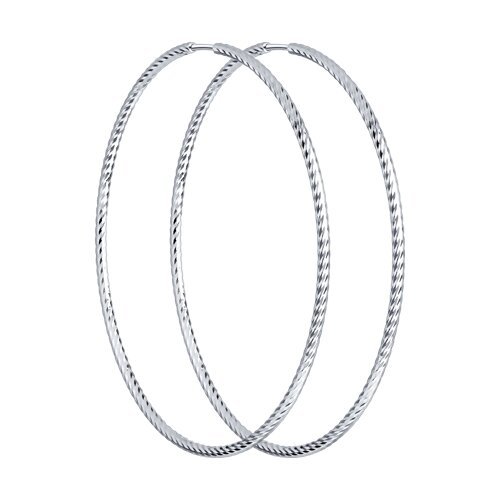 Серьги конго из серебра с алмазной гранью (Арт.94140019)