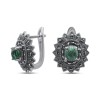 Серьги серебряные с малахитом и марказитом «Крылья грёз» MYJEWELS (арт.2239)