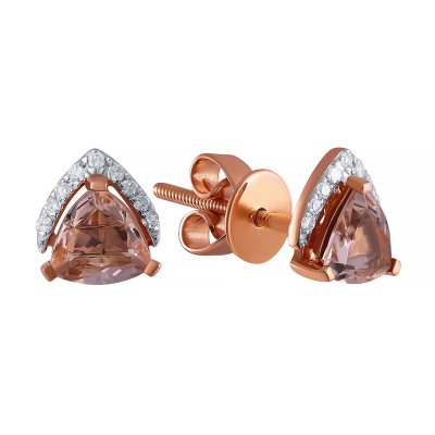 Серьги из золота с бриллиантом и морганитом (Арт.e32273_sr_mr_pink)