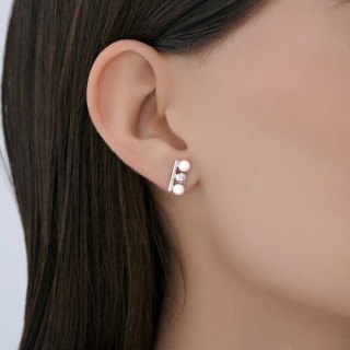 Серьги из серебра с синтетическим жемчугом «Тройной Перламутровый Акцент» SOKOLOV (арт.2377)