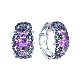 Серьги из белого золота с аметистом и бриллиантом (Арт.er-32713_sr_sa_am_wg)