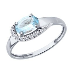 Кольцо из серебра с топазом и фианитами (Арт.94-310-00183-1)