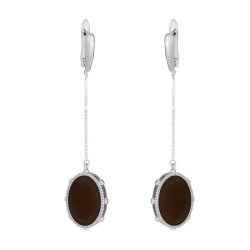 Серьги из серебра с керамикой и куб. цирконием (Арт.tm-e01266-br-w-x-x-w)