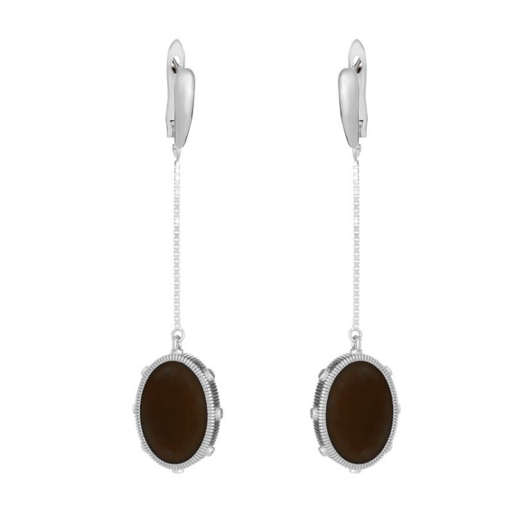 Серьги из серебра с керамикой и куб. цирконием (Арт.tm-e01266-br-w-x-x-w)
