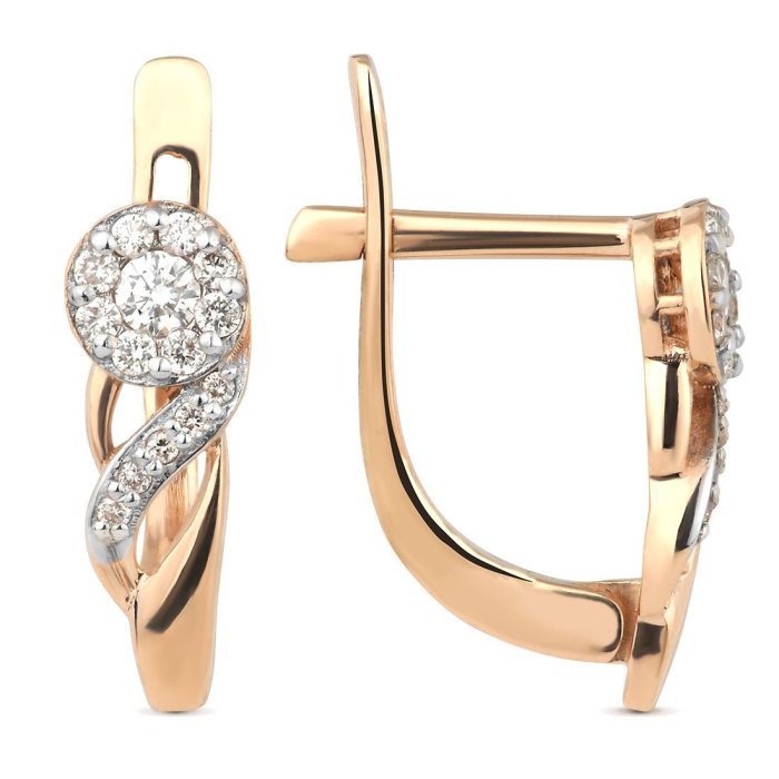 Серьги из золота с бриллиантом Русские Самоцветы (Арт.53447)