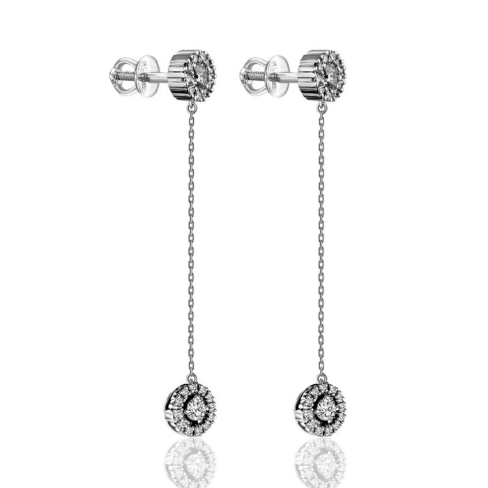 Серьги из золота с бриллиантом Русские Самоцветы (Арт.53979)