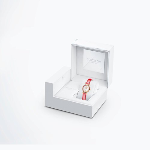 Женские золотые часы с фианитами «Алая Нежность» Соколов (арт.212.01.00.000.01.07.3)