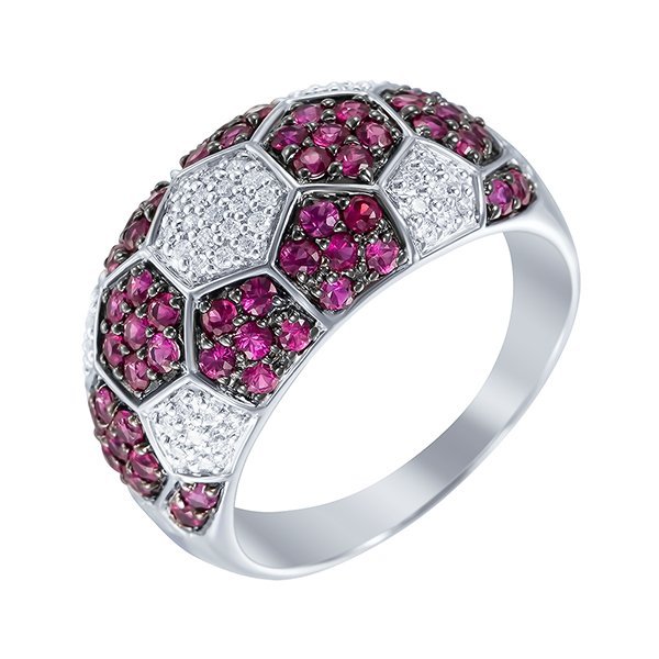 Кольцо из белого золота с бриллиантом и рубином (Арт.r42389a0f14wb002_ru_wg)