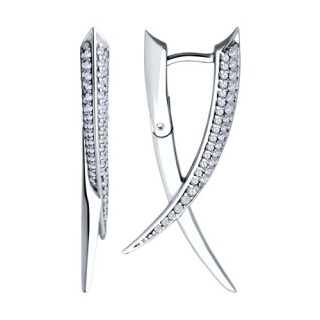 Серьги из серебра с фианитами «Линии сияния» Соколов (арт.94-120-02070-1)