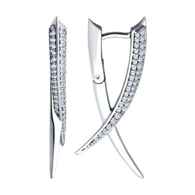 Серьги из серебра с фианитами «Линии сияния» Соколов (арт.94-120-02070-1)
