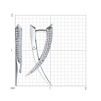 Серьги из серебра с фианитами «Линии сияния» Соколов (арт.94-120-02070-1)