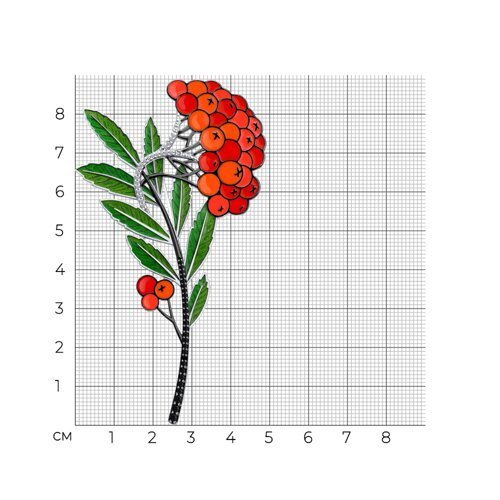 Брошь из серебра с фианитами и эмалью (Арт.94049012)