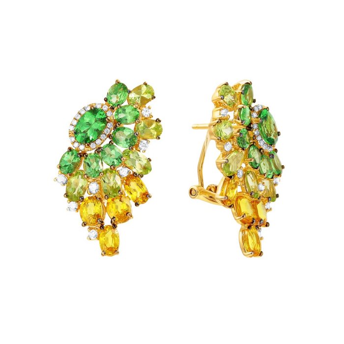 Серьги из золота с бриллиантом и сапфиром (Арт.sb00207e-ygpys_sr_ys_pd_tv_yg)