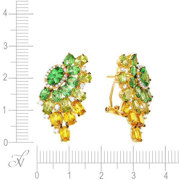 Серьги из золота с бриллиантом и сапфиром (Арт.sb00207e-ygpys_sr_ys_pd_tv_yg)