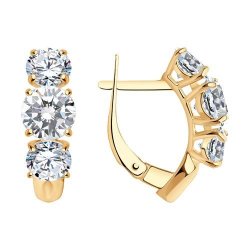 Серьги из золочёного серебра с фианитами (Арт.93020888)
