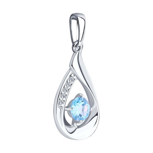 Кулон серебряный с топазом и фианитом «Небесная капля» Соколов (арт.94-330-00695-1)