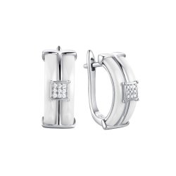 Серьги из серебра с керамикой и фианитом (Арт.tc-e00132-w-w-x-x-w)