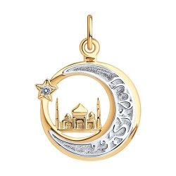Подвеска из комбинированного золота с фианитом (Арт.51-130-01367-1)