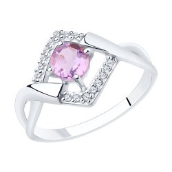 Кольцо из серебра с аметистом и фианитами (Арт.94-310-00380-3)