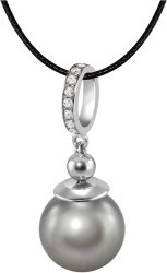 Кулон из серебра с жемчугом и кристаллом swarovski (Арт.aap-1-b-12-30-s)