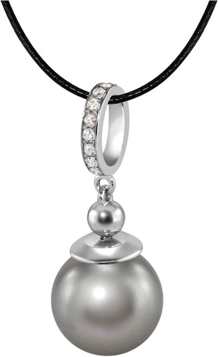 Кулон из серебра с жемчугом и куб. цирконием (Арт.aap-1-b-12-30-s)