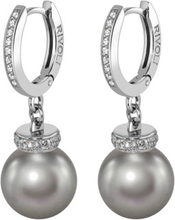 Серьги серебряные с жемчугом и куб. цирконием «Pearl Kiss 30S» Rivoli (арт.ABS-4-12-30-S)