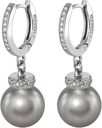 Серьги серебряные с жемчугом и куб. цирконием «Pearl Kiss 30S» Rivoli (арт.ABS-4-12-30-S)