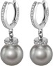 Серьги серебряные с жемчугом и куб. цирконием «Pearl Kiss 30S» Rivoli (арт.ABS-4-12-30-S)