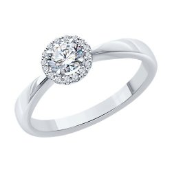 Кольцо из белого золота с бриллиантами (Арт.9010169-46)