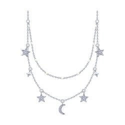 Колье из серебра с фианитами и эмалью (Арт.94070155-9)