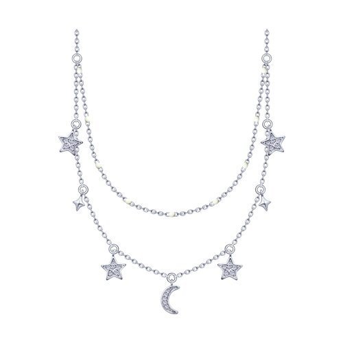 Колье из серебра с фианитами и эмалью (Арт.94070155-9)