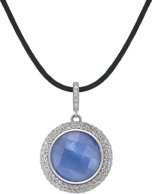 Кулон из серебра с кошачим глазом и куб. цирконием (Арт.fhp-1-h-28-s)