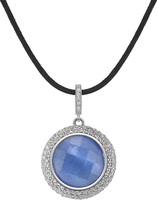 Кулон из серебра с кошачим глазом и куб. цирконием (Арт.fhp-1-h-28-s)