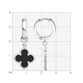 Серьги из серебра с эмалью «Черный Клевер» Соколов (арт.94026076)