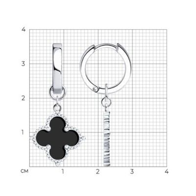 Серьги из серебра с эмалью «Черный Клевер» Соколов (арт.94026076)