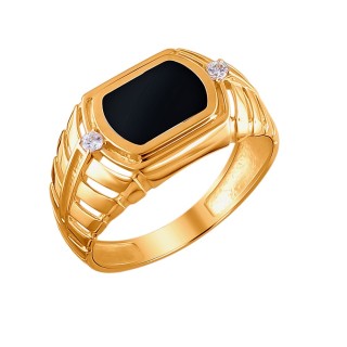 Кольцо золотое с ониксом и фианитами «Gentleman Classic» Estet (арт.01Т4111708-1)