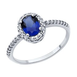 Кольцо из серебра с корундом и фианитами (Арт.88010075)