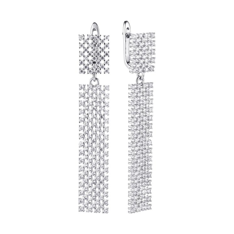 Серьги из серебра с фианитом (Арт.cz-e01595-x-w-x-x-w)