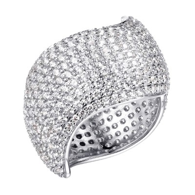 Кольцо серебряное с фианитами «Flower Shine» Fresh Jewelry (арт.CZ-R03491-X-W-X-X-W)