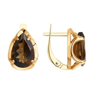 Серьги золото 585 с раухтопазом «Туманный Вечер» Соколов (арт.728211)