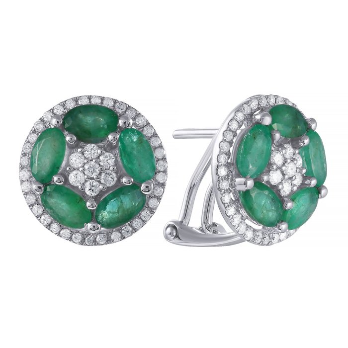 Серьги из белого золота с бриллиантом и изумрудом (Арт.aas-3590e_em_wg)