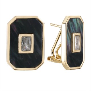 Серьги серебряные с жемчугом и фианитами «Gravity Shine» Fresh Jewelry (арт.PI-E03418-X-L-PNB-X-W)