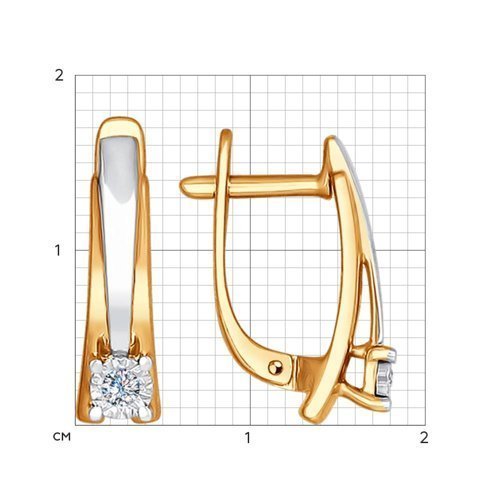 Серьги из комбинированного золота с бриллиантами (Арт.1021073)