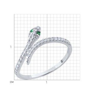 Кольцо из серебра с фианитами «Змеиное обаяние» Соколов (арт.94-110-02312-1)