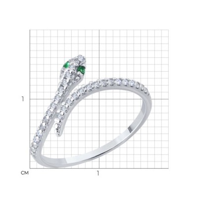 Кольцо из серебра с фианитами «Змеиное обаяние» Соколов (арт.94-110-02312-1)