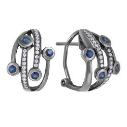 Серьги из золота с бриллиантом и сапфиром (Арт.e32325a_sa_blk)
