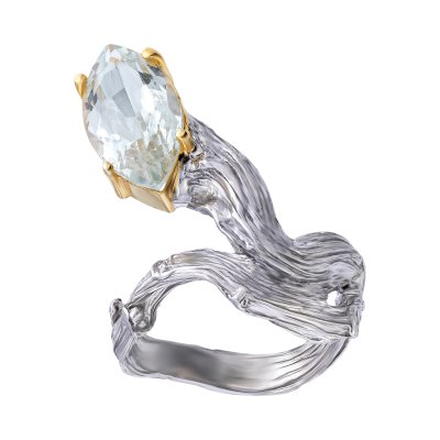  Кольцо Beavers «Лесной поток» из серебра с аметистом и позолотой (арт. 1345az​)