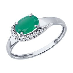 Кольцо из серебра с агатом и фианитами (Арт.94-310-00183-2)