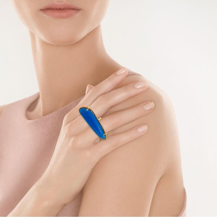 Кольцо из золота с агатом и бриллиантом (Арт.hf05125r-y-bag_gag_yg)